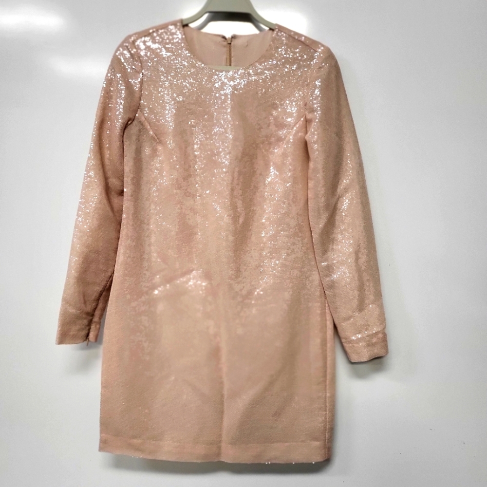 Diane Von Furstenberg Menaro Blush Sequined Mini Shift Dress Apprx Size 6 Or M